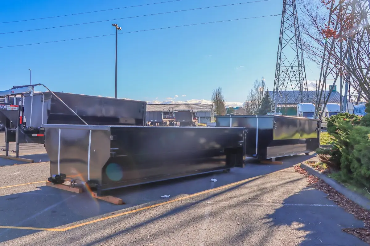 Roll-off dumpster ready for waste disposal at job site for 2 Yard Dumpster Rental in Frankfort